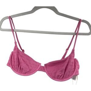 L*Space Pucker Up Women's Large Hottest Pink Belle Bikini Top NWT $119